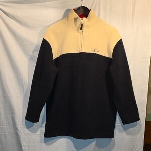 Vintage Lauren Ralph Lauren Fleece 1/4 Zip Pullover Womens Medium Ivory Black